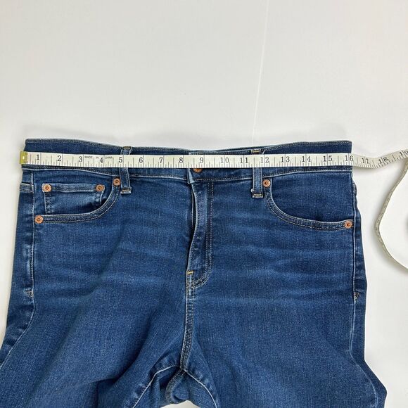 Gap Classic Straight Mid Rise Jeans Dark Blue Denim Raw Hem Cotton 14 Long Tall - Picture 6 of 12